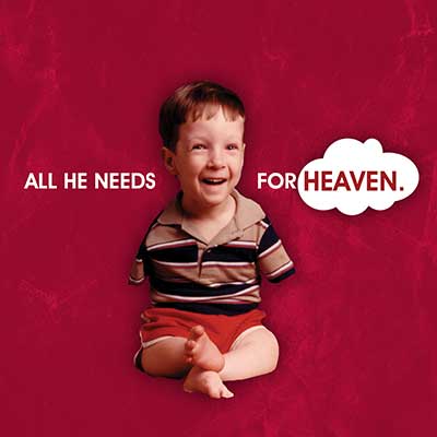 Photo of Young Chet McDoniel with the words "All He Needs for Heaven"